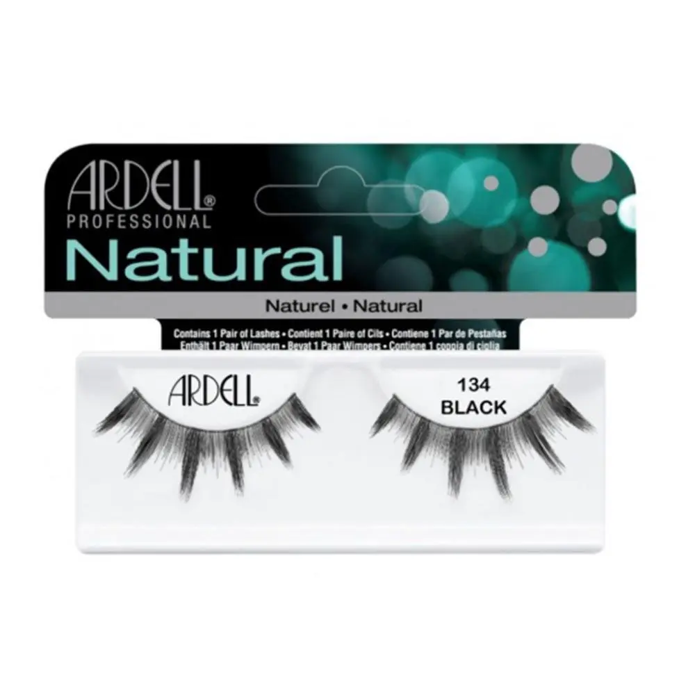 Ardell #134 Natural Black Synthetic False Eyelashes - Lightweight Cosmetic, Lengthening, Ideal for Eyelash Extensions Looks