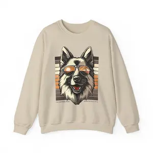 Women's Retro Cool GSD Themed Sweatshirt - Unauthorized Morale Design, Dog Lover Gift, Casual Wear, Soft Cotton Blend, Crewneck, Long Sleeve, Medium Length, Ethically Sourced Materials