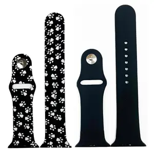 Olivia Pratt 2 Pack Silicone Watch Band - Black Paws and Solid Color