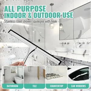 Stainless Steel Shower Squeegee, 1 Count Bathroom Squeegee, Window & Car Glass Squeegee, Home Care Supplies, Bathroom Accessories