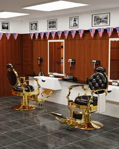 Baasha Retro Reclining Barber Chair with Removable Headrest, Vintage Chair Barber with Heavy-Duty Steel Frame, Comfortable Salon Chair tattoo  chair