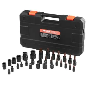 VEVOR Torx Bit Socket and External Torx Socket Set, 31-Piece T8-T70 and E4-E24, S2 Alloy Steel and Cr-V Steel, 1/4 in, 3/8 in, and 1/2 in Drives, with Adapter and Enhanced Storage Case, for Automotive