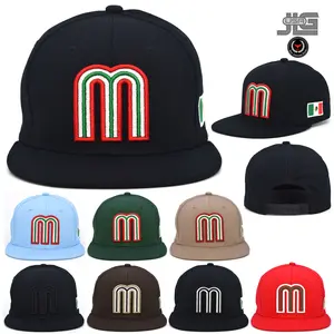 JLGUSA Mexico Snapback Hat 3D Embroidery Mexican Flag & M Character Adjustable Cotton Cap for Men Summer Fall Spring