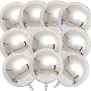 10pcs 18-Inch Silver Color Round 4D Aluminum Foil Balloons, Perfect for Birthday Parties, No Choking Hazard, Ca Prop 65 Compliant