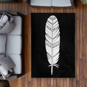 360 stand Modern Tribal Native American Feather Outdoor Rug, 4x6 ft Rectangle Size, Weatherproof Printed Face Household Textile Carpet for Home Decor, Weatherproof Face, Indigenous-Inspired Area Rugs