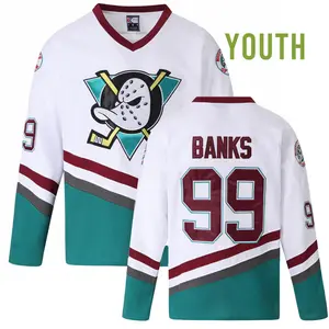 Youth Adam Banks #99 White Mighty Ducks Ice Hockey Jersey