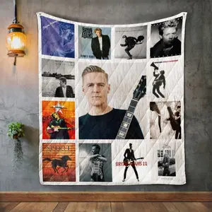 Bryan Adams Albums Vintage Fleece Sherpa Blanket, Velveteen Plush Blanket, Birthday Ideas Gift, Halloween Christmas Gift For Fans, Home Bedroom Decor