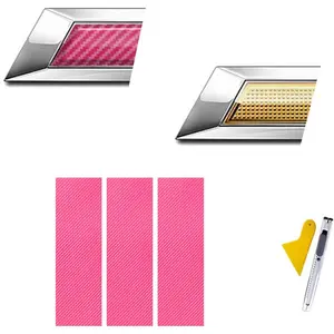 Compatible with Bowtie Logo Wrap Stickers Cut-Your-Own Emblem Overlay DIY Decals for Chevy 3PCS Pink