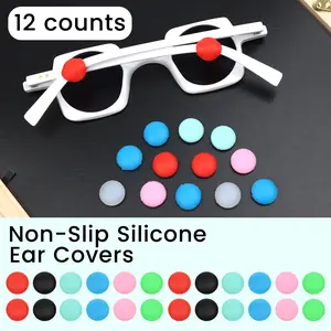 12 Counts Silicone Anti-Slip Eyeglasses Ear Hooks, Multicolor Bead Eyewear Retainer, Temple Tips Stoppers for Glasses, Sunglasses & Reading Glasses
