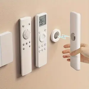 Remote Control Bracket - Remote Control Magnetic Patch - Drill-Free Adhesive Magnet Hook Wall Mount for Thermostat and Switch, White, Durable Plastic, Easy to Install, for Home Automation, Remote Control Stand