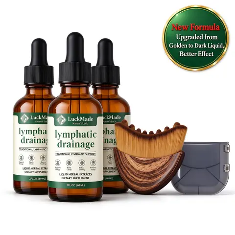 LuckMade 1–3 bottles Liposomal Lymphatic Drainage Drops – Organic Botanical Supplement with Cleavers, Red Clover, Stillingia & Prickly Ash Bark, Supports Lymphatic Health & Bloat Relief, 2 FL.OZ, 58 Servings, Natural Healthcare