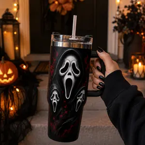 Halloween Horror Mask Tumbler, Spooky Ghost Face Bottle, Scary Halloween Party Cup, Drinkware Gift