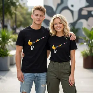 Men's fashion cotton graphic T-shirt featuring space planet elements, breathable and comfortable, machine washable, unisex design, perfect for summer casual wear. shirts men good  tees 052
