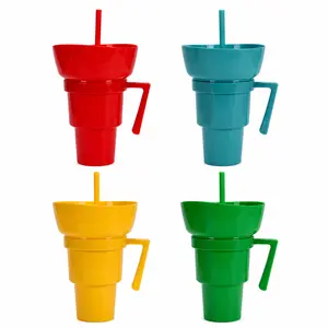 30oz BPA-Free 2-in-1 Reusable Popcorn & Drink Tumbler Mug - Water Bottle with Straw, Handle, Ideal for Movies, Binge-Watching