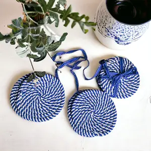 Braided Coaster Set of 4 | Cotton Coasters | Cotton Crochet Coaster Set | Rope Coaster set of 4 | Handmade Coasters | Coaster Coffee | Coaster Sets | Coaster for table, desk, cups | Coaster Crochet