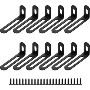 12 count Small L Brackets for , 2''x1''x0.5'' Black Metal Corner Braces, Adjustable Right Angle Shelf Brackets, Heavy Duty for Furniture & DIY Projects