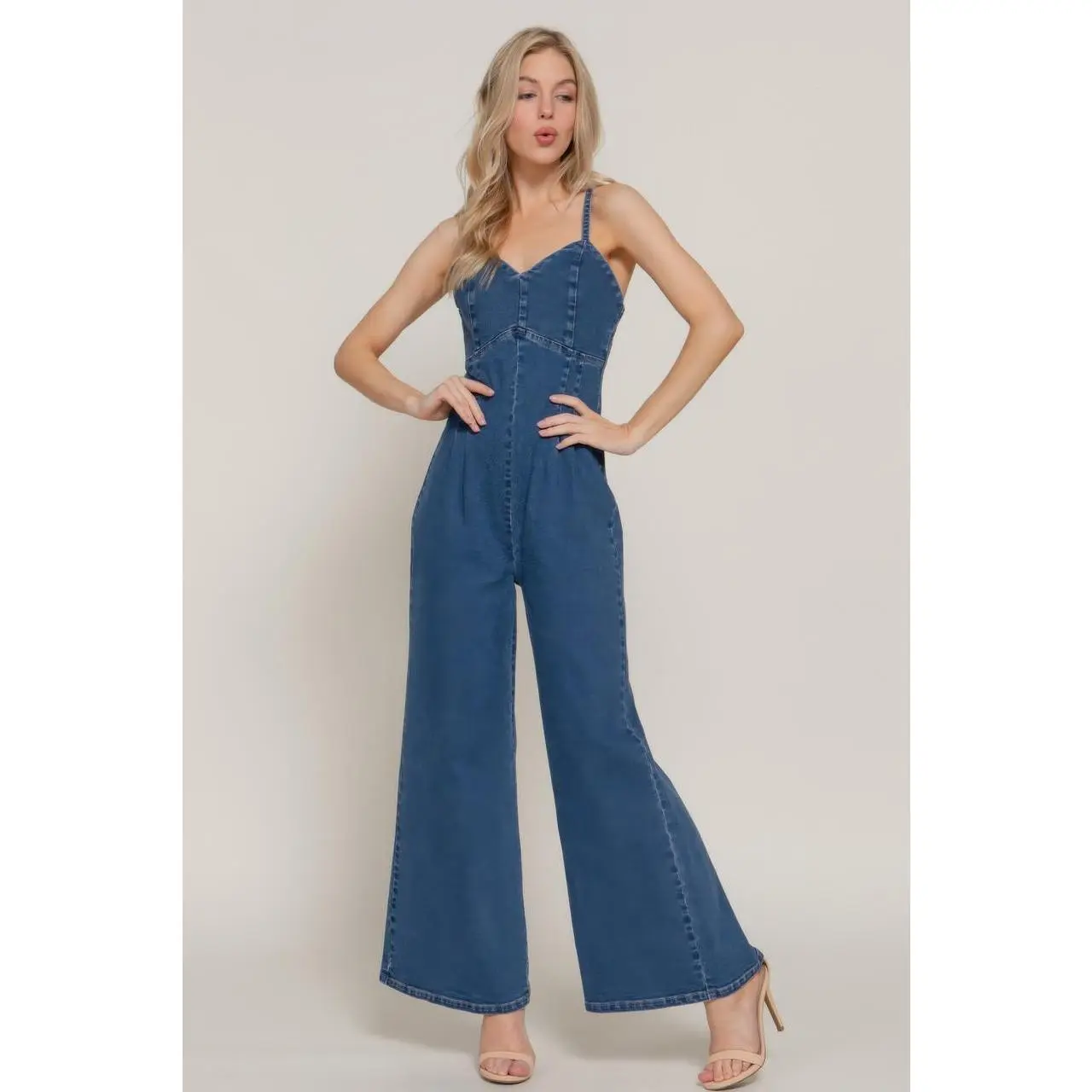 Cami Stretch Denim Jumpsuit-47357
