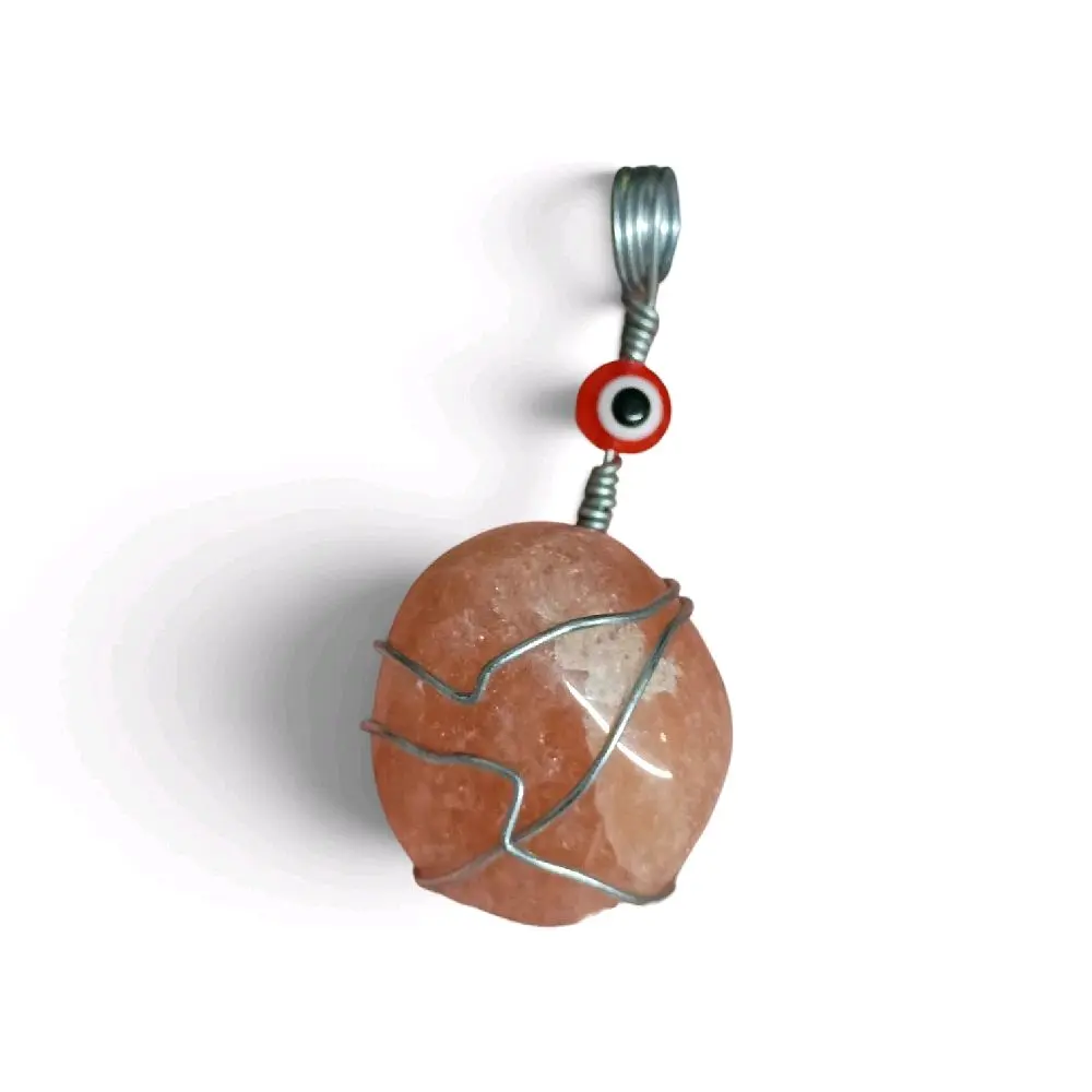 Warm Glow Wire Wrapped Peach Aventurine Pendant