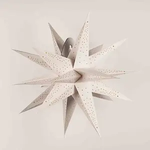 21" White Moravian Cut-Out Multi-Point Paper Star Lantern Lamp, Chinese Hanging Wedding & Party Decoration