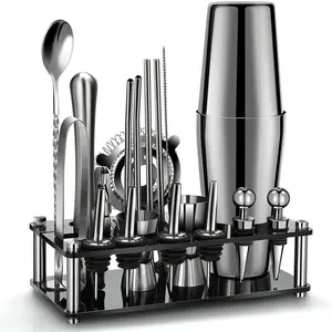 Boston Cocktail Shaker Set 20-Piece Bartender Kit for Home Bar Drink Wine Martini Mixer Cocktail Shaker Bartender Tool 550&750ML Utensils