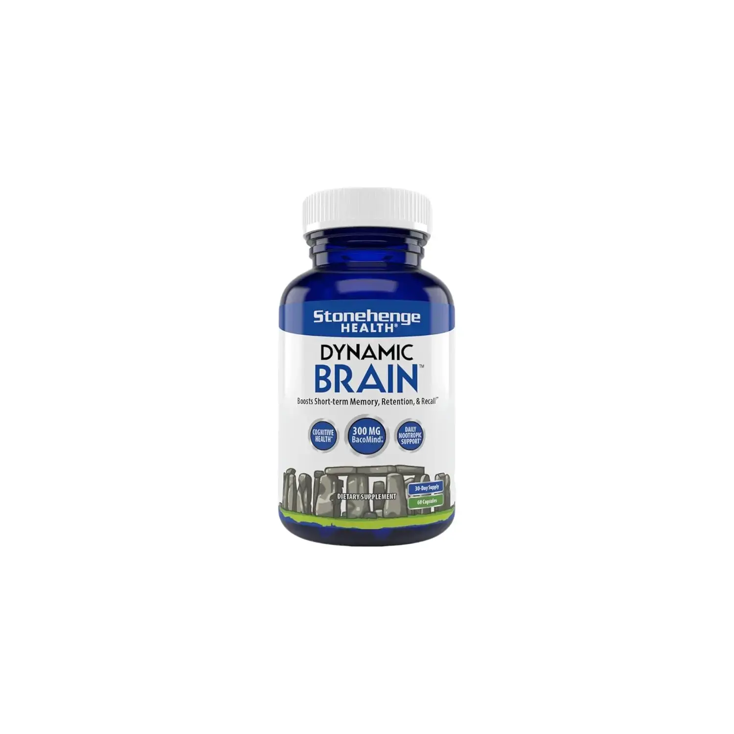 Stonehenge Health Dynamic Brain Supplement with BacoMind 300mg 40 Nootropics Choline Phosphatidylserine Huperzine A for Memory Enhancement Acquisition Retention & Recall