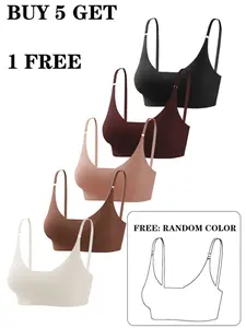 YOUKA BUY5 GET 1FREE Women No Buckle Simple Design Adjustable Strap Seamless Bra Wireless Gentle Support Silky Soft Breathable Moisture-Wicking Fabric Comfort Spring Refresh | Mother’s Day Warm Essentials Limited Discount