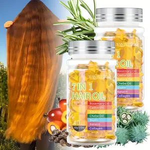 2 bottles of 40pcs 7-in-1 hair essential oil capsules, mini portable packaging, convenient for outdoor and home use, moisturizing hair and scalp care, plant extracted essential oils, Biotin for hair, suitable for all hair types