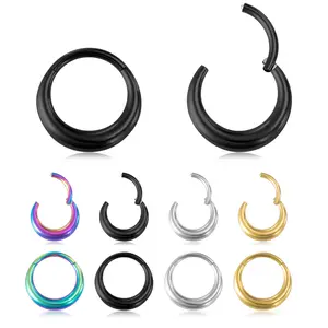 10 Pcs Stainless Steel Hinged Clicker Hoop Earrings Set, 4 Colors 2 Sizes Seamless CBR Nose Rings, Hypoallergenic Septum Cartilage Earrings for Men Women