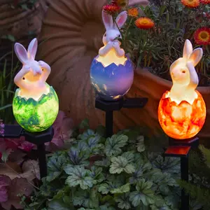 Easter Decorations Outdoor Solar Light,Easter Egg Stake Lights for Outside,Waterproof Solar Yard Stake Lights for Garden Patio Yard Pathway Lawn Decor