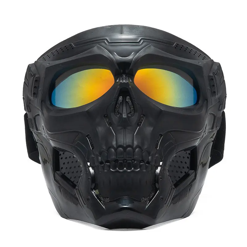 Skull HD Visor Lens Full Face Mask - Adjustable Facial Protective Gear for Motorcycle, Paintball, Festive Decorations (Compatible with Full Face Helmet)