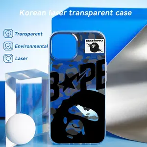 Bape hip-hop fashion pattern Phone Case Laser gradient Transparent Protective Phone Case For iPhone 17 16 15 14 13 12 Pro Max Plus