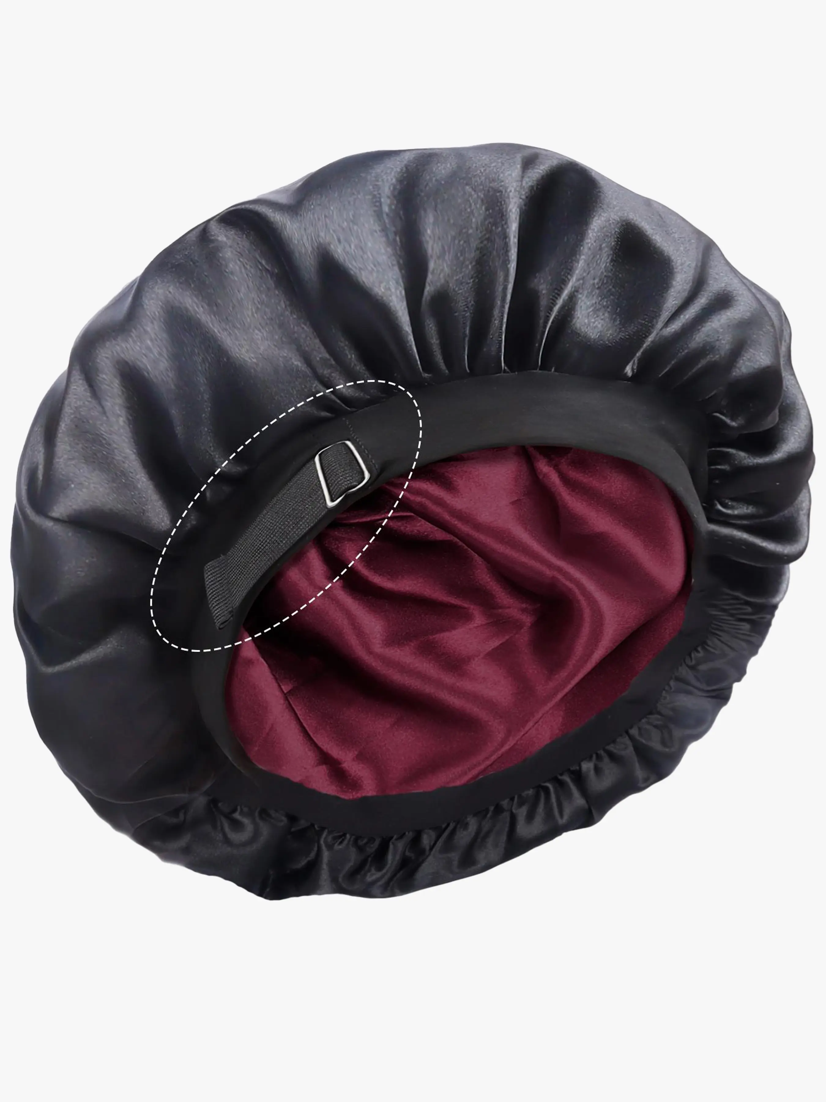 Soft Silk Bonnet Adjustable Elastic Band Hair Cap Double Layer Satin Bonnet for Sleeping Women Men Satin Lined Bonnet for Curly Natural Hair Braid Haircare Sleep Bonnets Curly Hair Nightcap BLACK-WINE