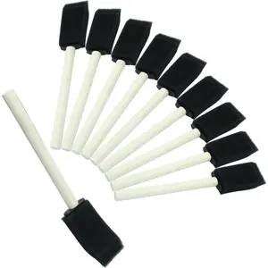 10 Pcs 1Inch Black Foam Paint Brushes Sponge Paint Brush with Wooden Handle for Painting