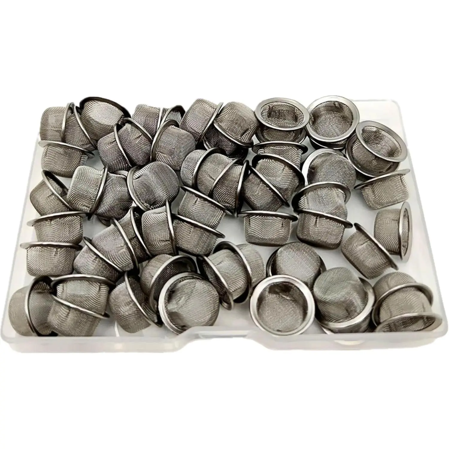 Stainless Steel Pipe Screens, 60pcs 0.5in Mesh Bowl Screens with Storage Box, Plumbing Pipe Fitting Accessories
