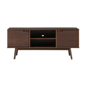 Walker Edison W58ADR2DCA 58 in. Adair 2 Door Solid Wood TV Console, Caramel