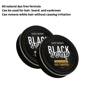 Men's Grey Coverage Bar Shampoo for Restoring Natural Hair Color & Stopping Gray Turning Suitable for All Hair Types Black Soap for Gray Hair Coverage