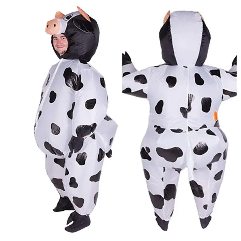 Cartoon Animal Inflatable Cow Inflatable Costume Adult Men Women Blowup Fancy Party Dress Halloween Carnival Party Suit