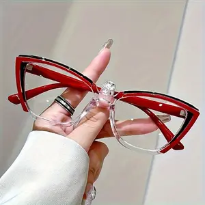 Stylish Cat-Eye Reading Glasses with Unique Color Block Design | Retro Elegant Style | Luxury Choice for Women | Diopter +1.0 to +4.0 Available