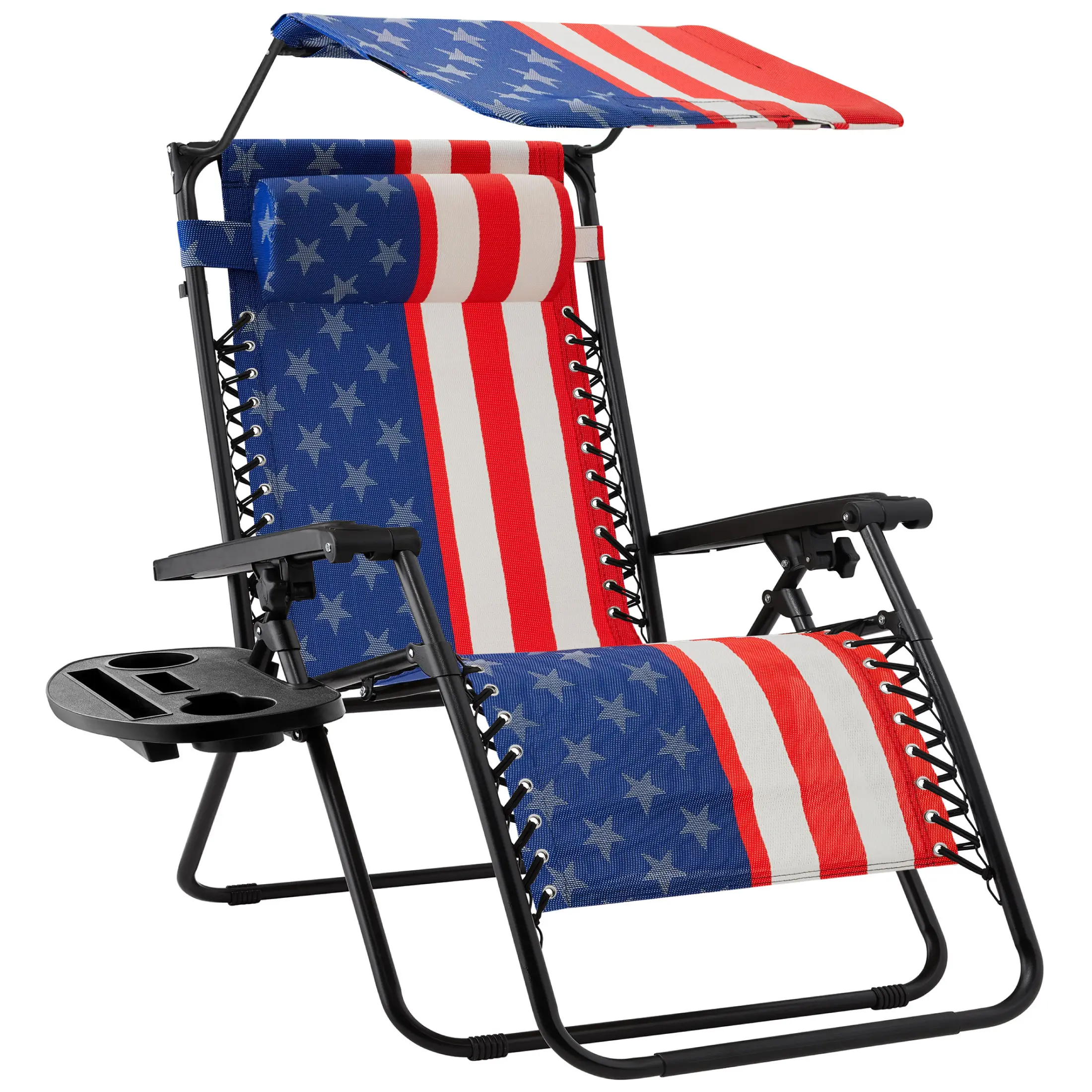 Best Choice Products Folding Zero Gravity Recliner Patio Lounge Chair w/ Canopy Shade, Headrest, Tray