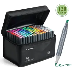 Chen Rui 80/120 Color Dual Tip Professional Art Markers Set, Reusable Sketching Supplies for Artists, Adult Coloring Books, School Use, Art Drawing Supplies