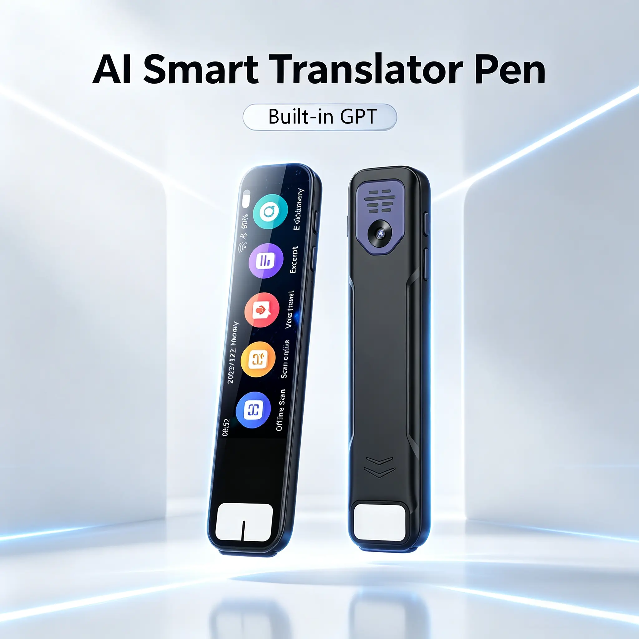 WREN/A Black Digital Smart AI Translation Pen Scanner - Built-in intelligent GPT - Real-Time Translation Device with Offline Scan Support Compact & Portable Rechargeable Battery Pronunciation Help | 134-Language Online & Offline Support for Dyslexia