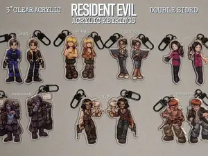 Resident Evil Character 3" Keyrings || Leon, Ashley, Hunnigan, Ada, Merchant, Luis, Krauser || Acrylic Keychain Perfect for keys, bags, or as a gift