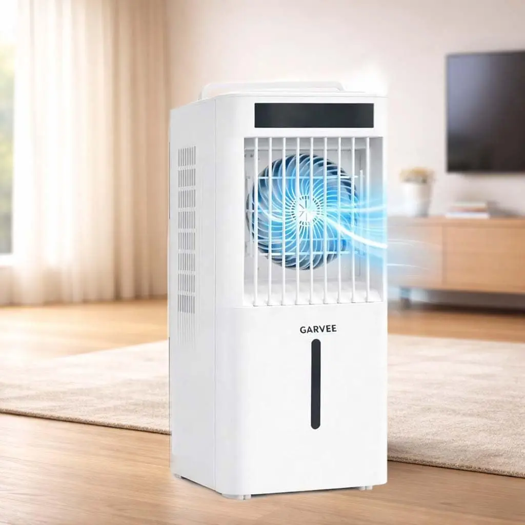Garvee 10L Portable Evaporative Air Cooler, 3-in-1 Cooling Fan & Humidifier with Remote Control, Compact Air Cooling Humidifier Suitable for Couch, Bed, Workspace and Breakfast Nook