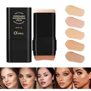 5-Color Dual-Ended Eraser Foundation Stick Multi-Use Concealer Highlighter & Nose Contour Flawless Long-Lasting Waterproof Matte Makeup Cosmetic