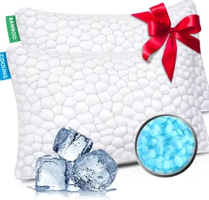 Cooling Bed Pillows for Sleeping 2 Pack Shredded Memory Foam Pillows Adjustable Cool Pillow for Side Back Stomach Sleepers Luxury Gel Pillows Queen Size Set of 2 Washable Removable Cover