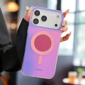 Wireless charging magnetic phone case for iPhone 17/16/15 Pro Max, pastel colors, simple and stylish.