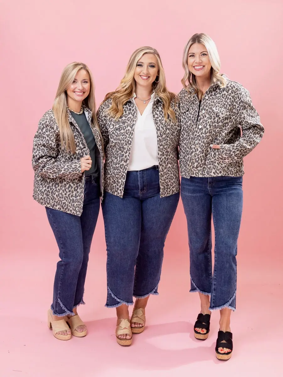 Diva Denim Leopard Relaxed Fit Jacket | S-3X