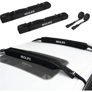 Soft Roof Rack Pads with Single Wrap-Rax Straps and Storage Bag, Universal Car Roof Rack for Surfboard, Kayak, SUP Paddleboard, Canoe, 28" (Pair)