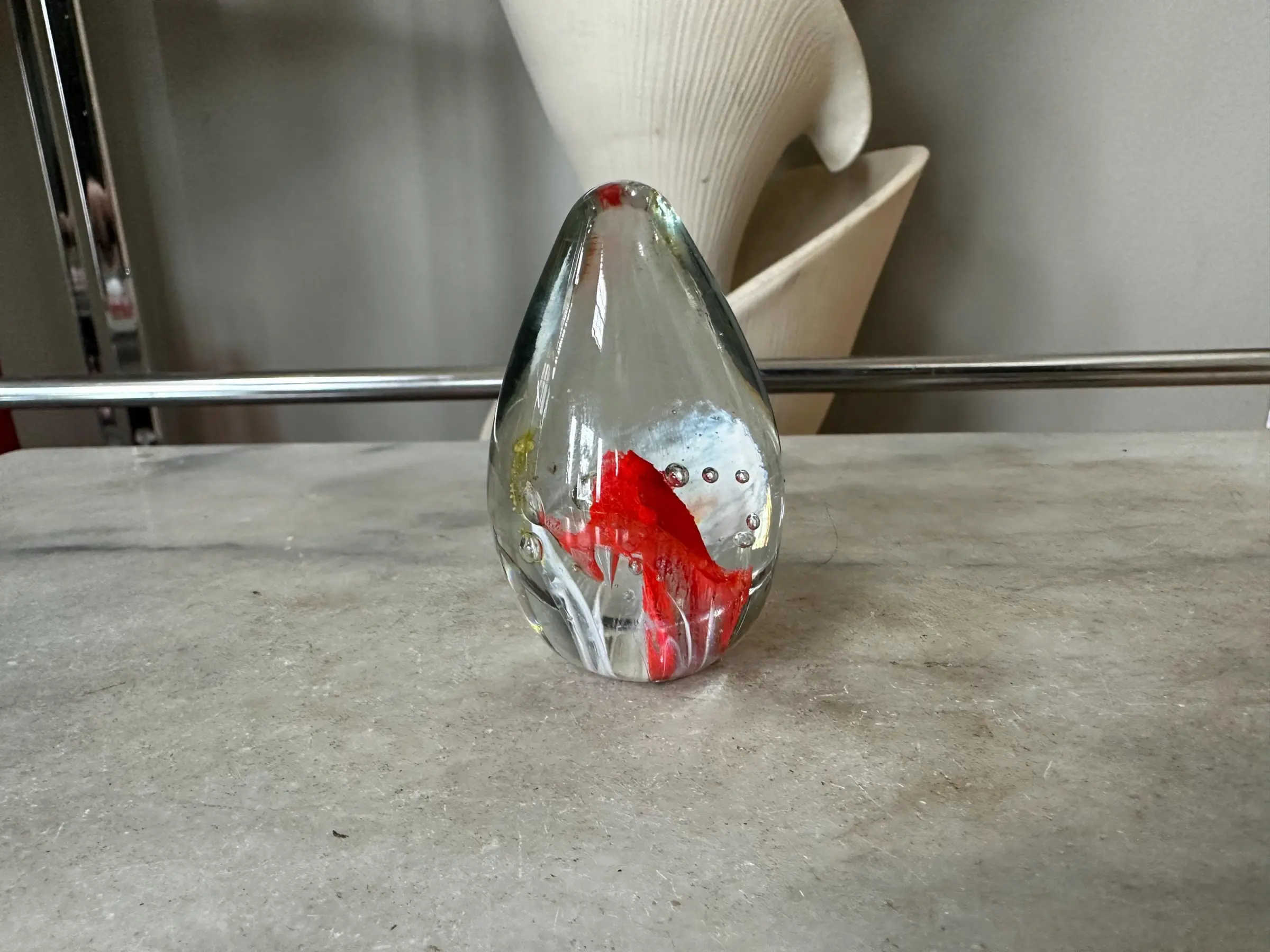 Vintage Glass Flower Design Paperweight, Clear Glass with Orange and White  Flower, Guaranteed Irish, Handmade, Office Decor, Irish