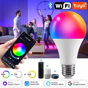 Bluetooth-compatible Smart RGB Dimmable A60 LED Light Bulb E27 Base, Alexa Compatible, Energy Efficient Lighting for Home Office Decor